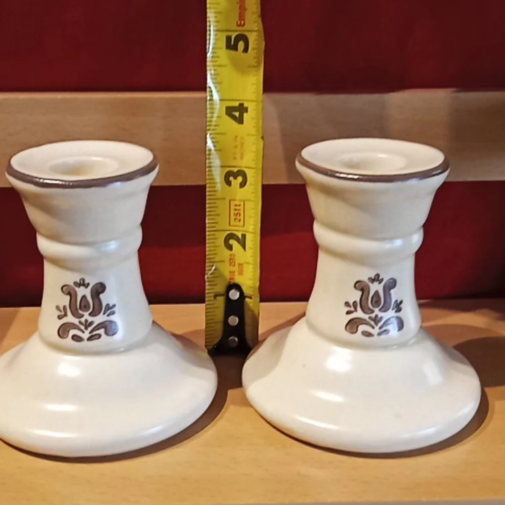 RARE-Pfalzgraff Village Pattern Set of 2 Series #1 Short Candlestick Holders. - Picture 13 of 16